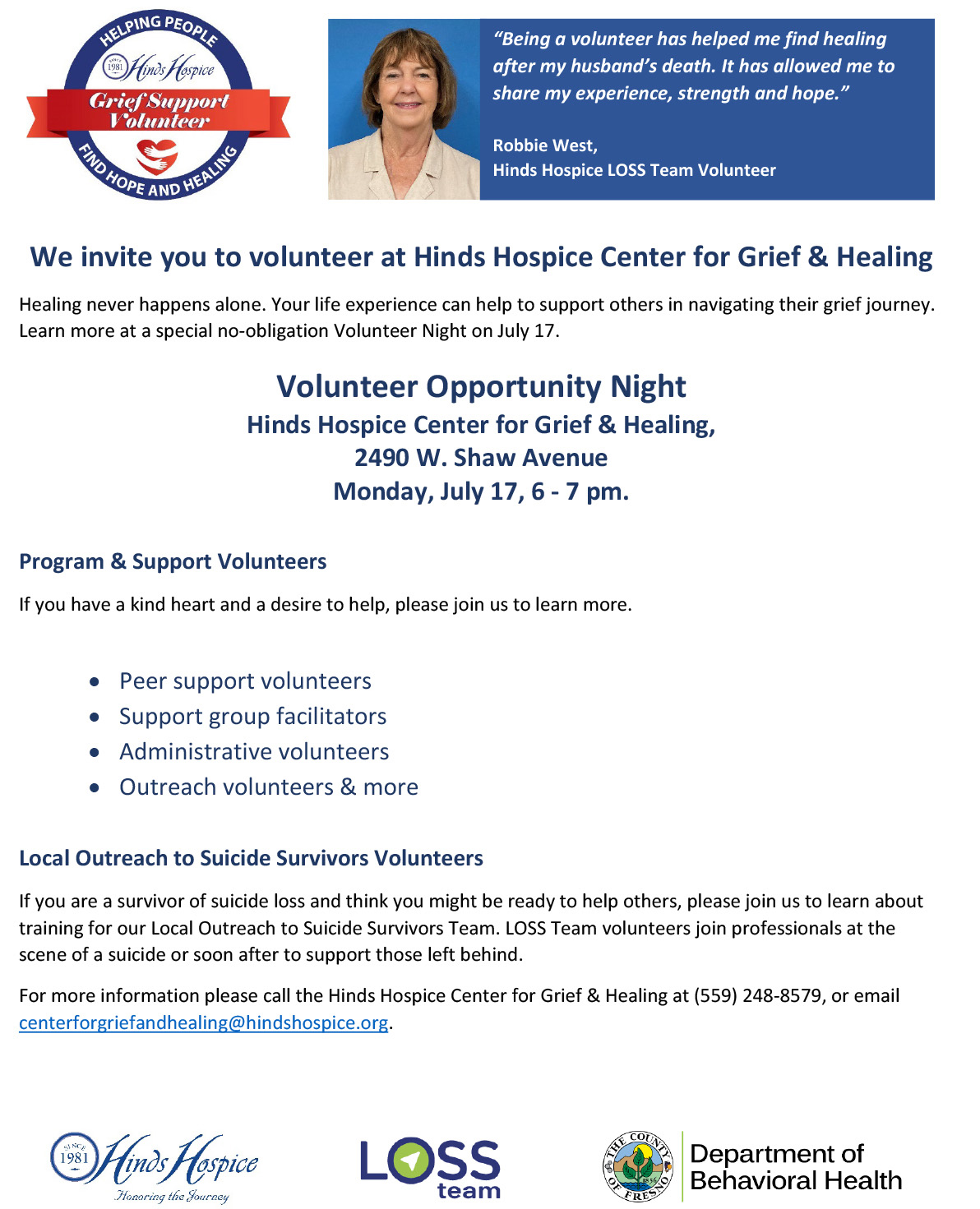 Volunteer Opportunity Night Flyer